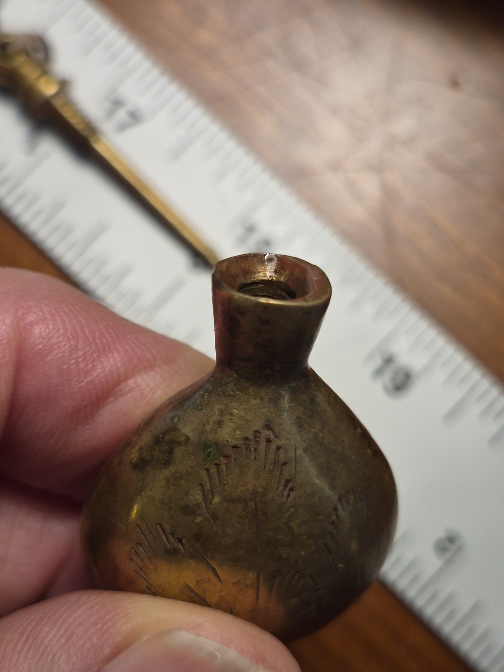 Vintage Brass Round Perfume Pendant Necklace - Picture 8 of 8